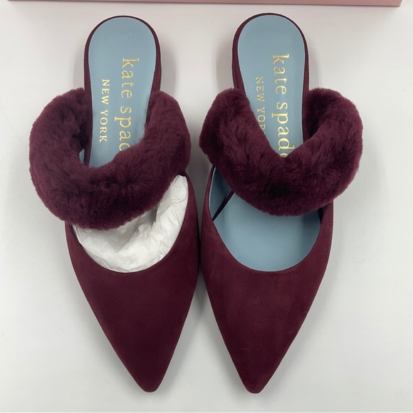 Kate Spade NWT Marielle Mules Suede NIB in Grenache Color Women’s Size 6B - Picture 3 of 16